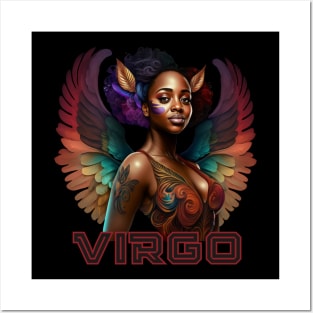 Black Virgo Zodiac Sign Woman Posters and Art